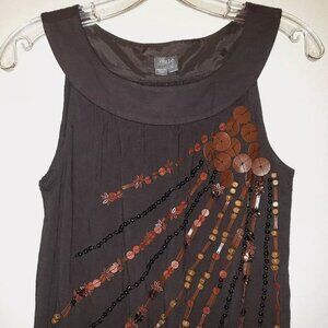 MUSE Knee length beaded Tunic, sleeveless rounded yoke Dress